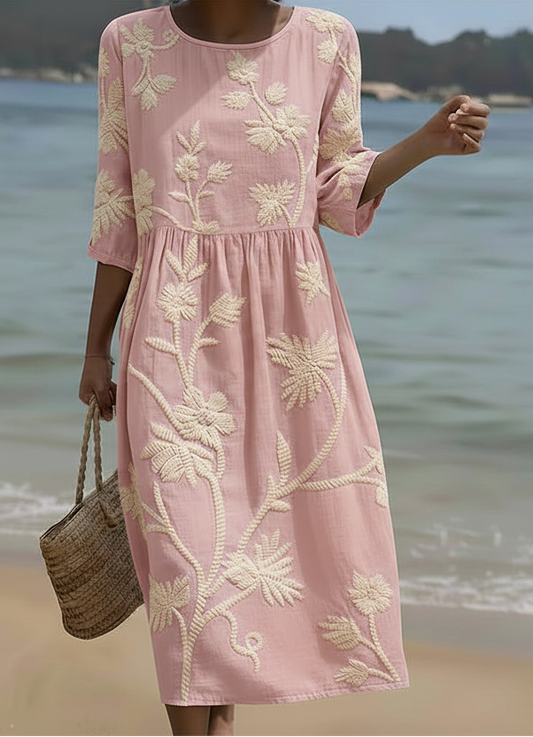 Phoebe | Luftiges Midikleid mit floraler Stickerei