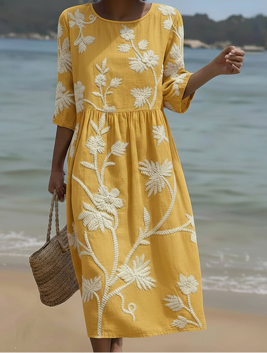 Yassy | Luftiges Midikleid mit floraler Stickerei