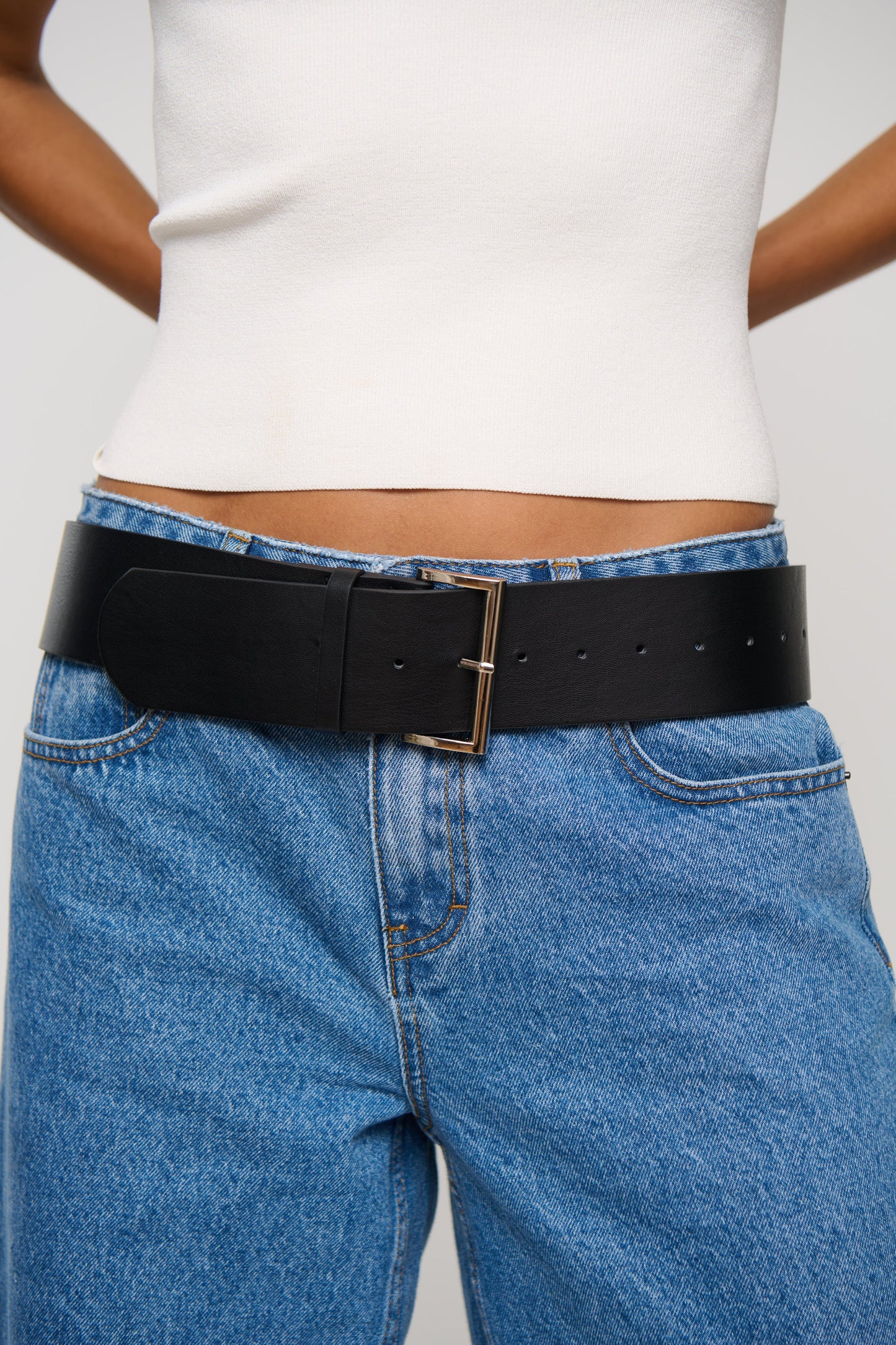 Aimee Wide Buckle Belt Black