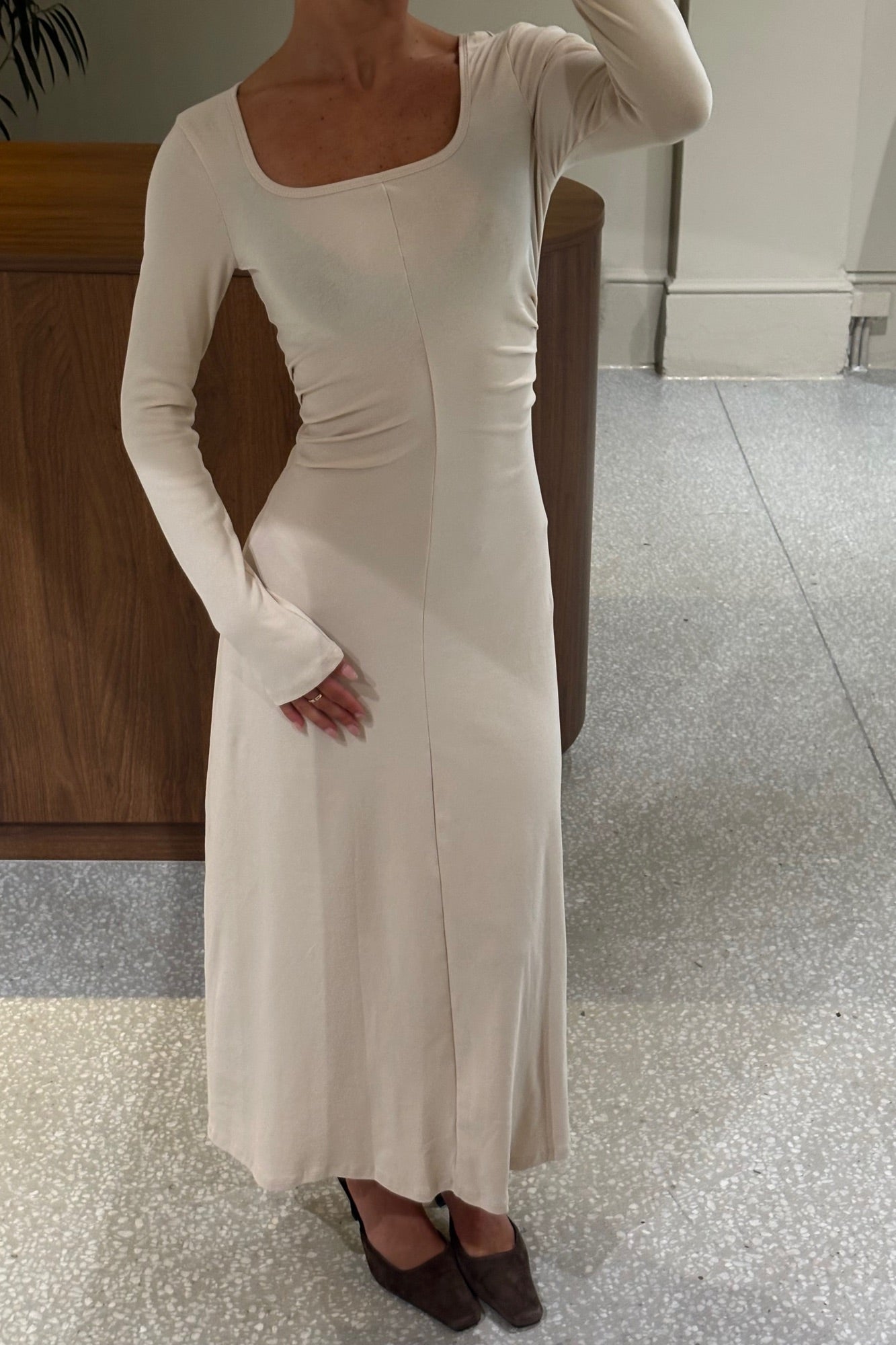 Alma Long Sleeve Dress Bone